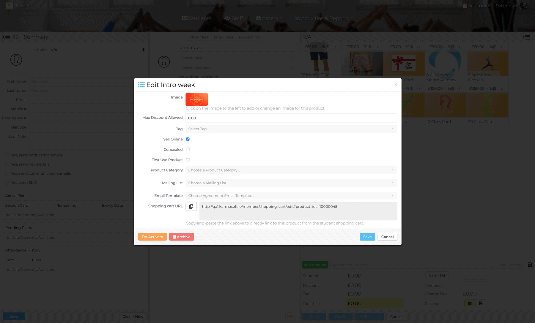 Product Shopping Card URL