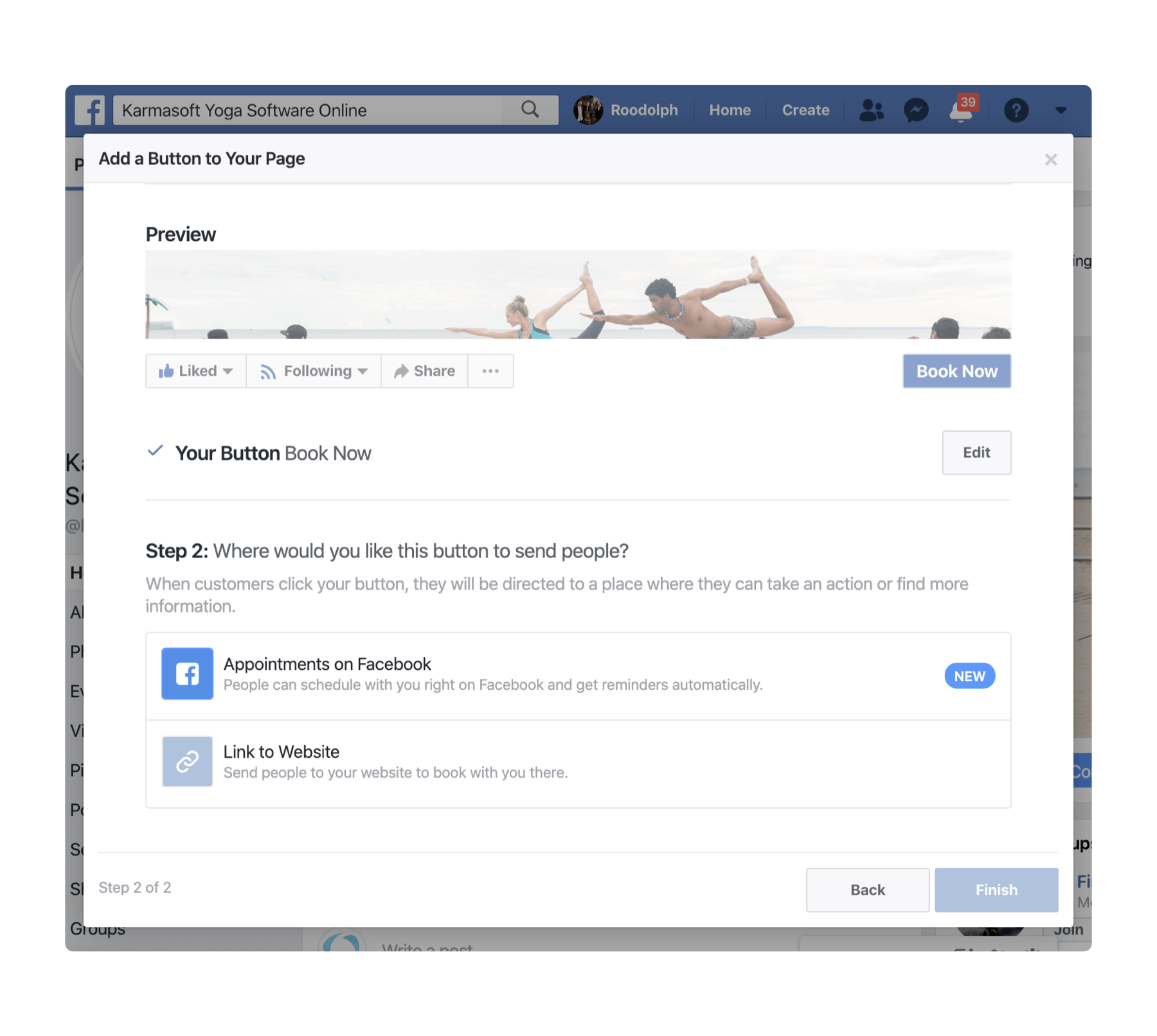 Add link to facebook page