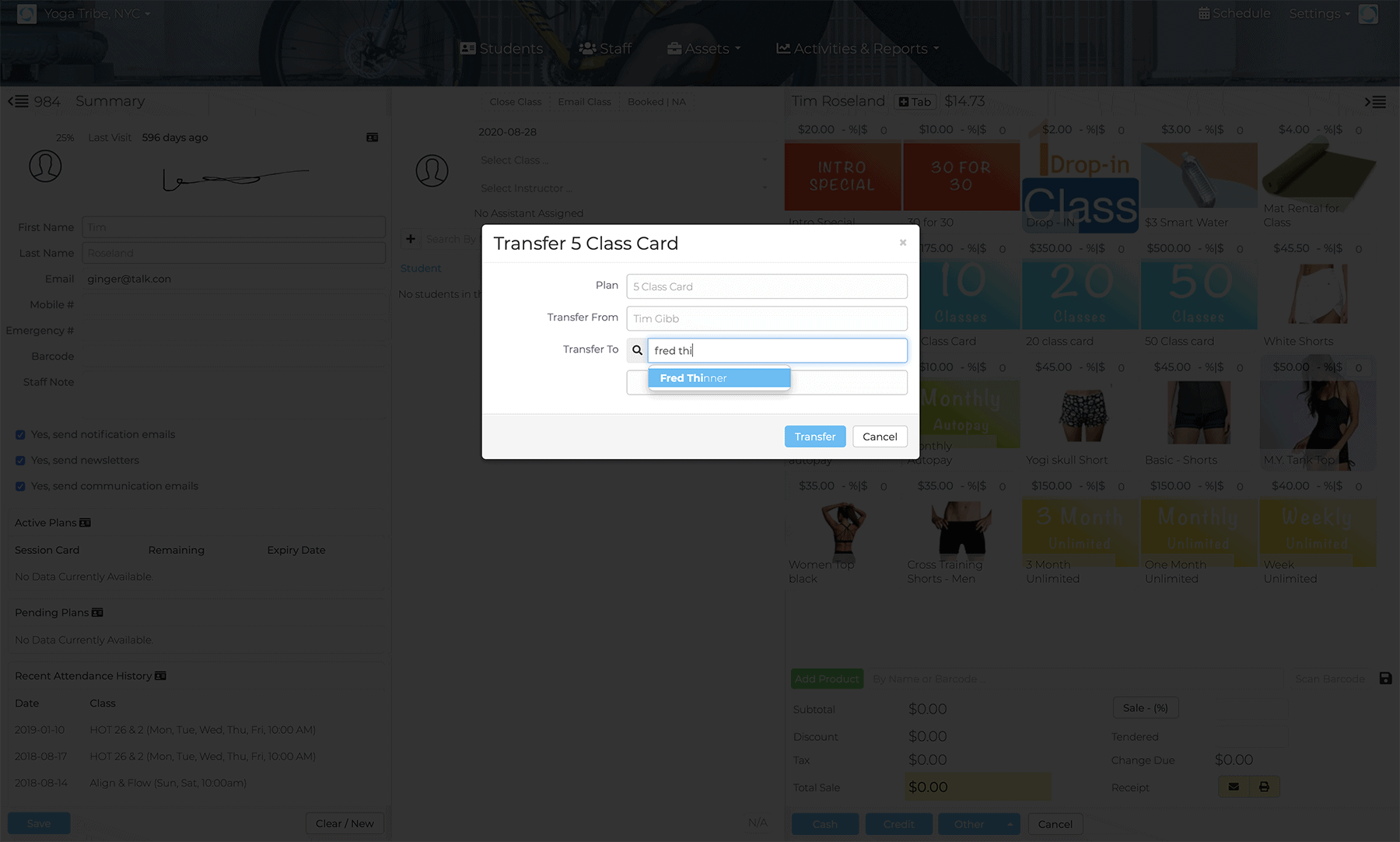Plan Transfer Modal