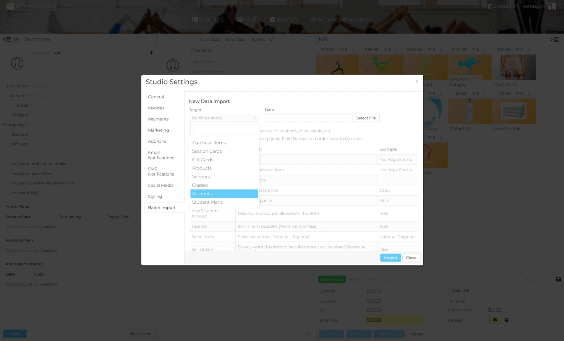 Settings Batch Import