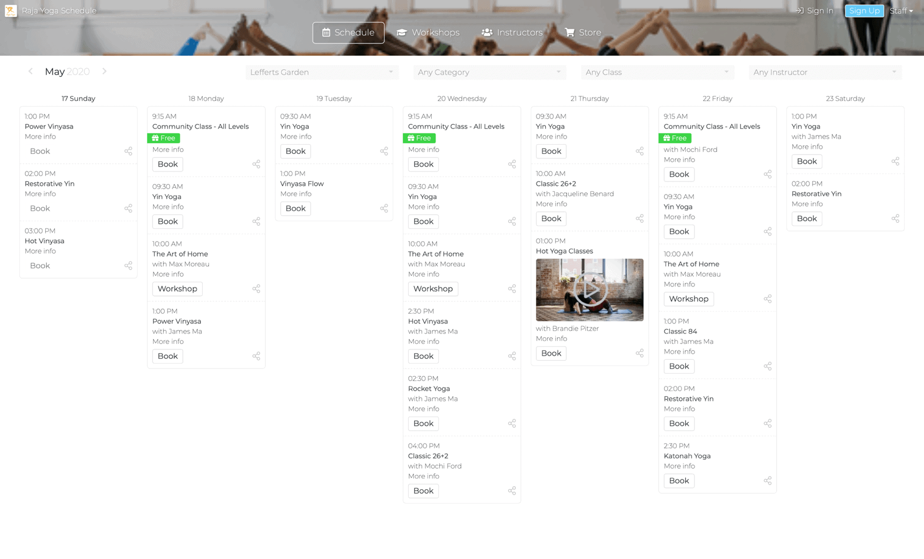 Schedule Page